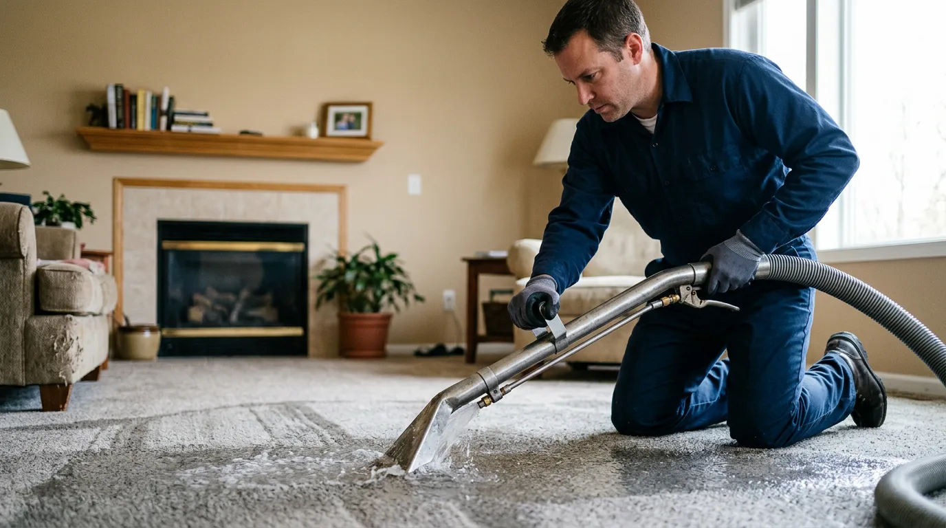 Water damage restoration technician working near Wareham, MA
